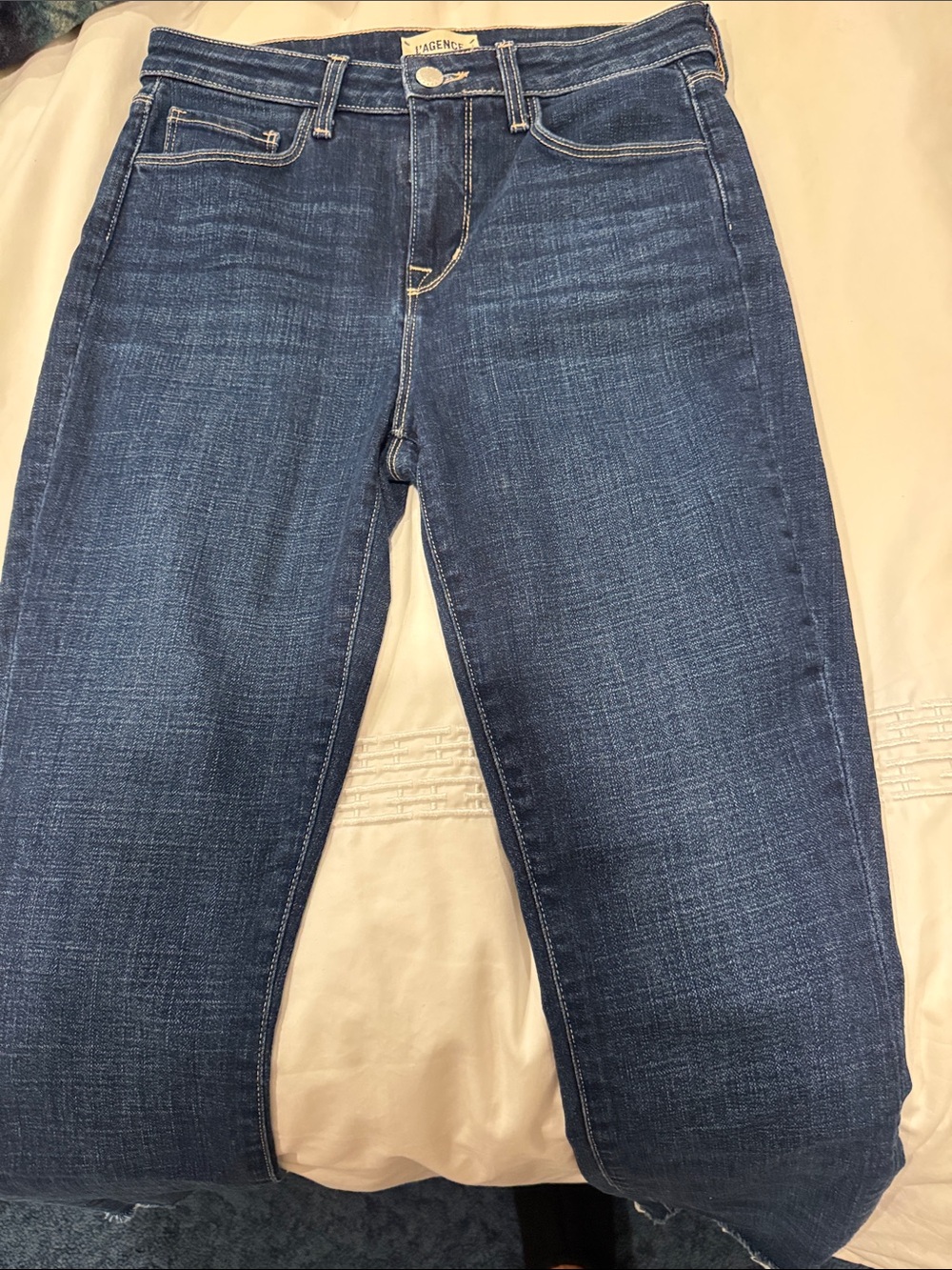 L’Agence Margot Skinny Jeans Dark Blue Straight Leg Jeans